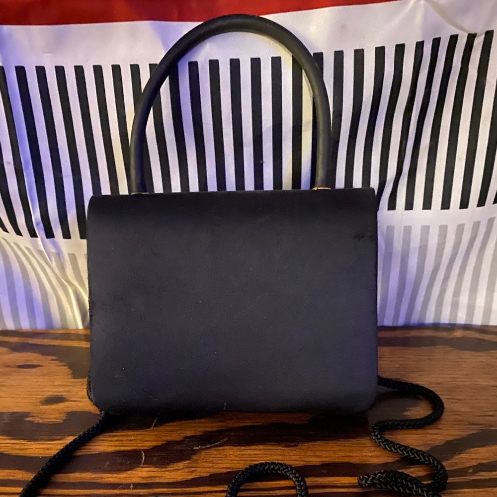 Small black La Regale satin purse